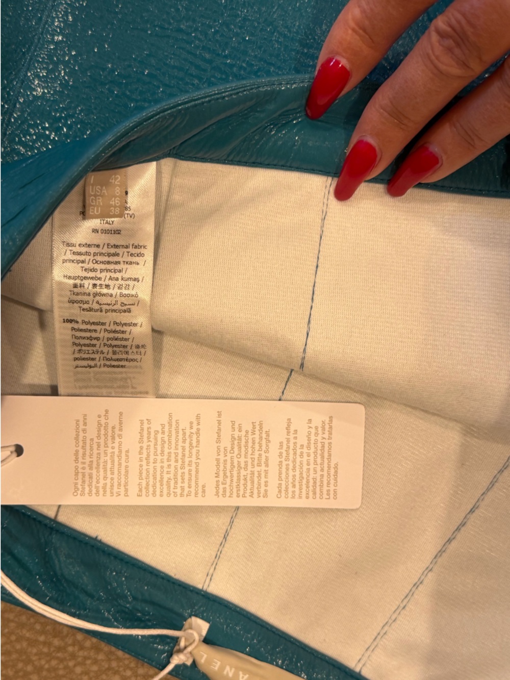 TURQUOISE VINYL: STEFANEL SKIRT NWT - Picture 10 of 12
